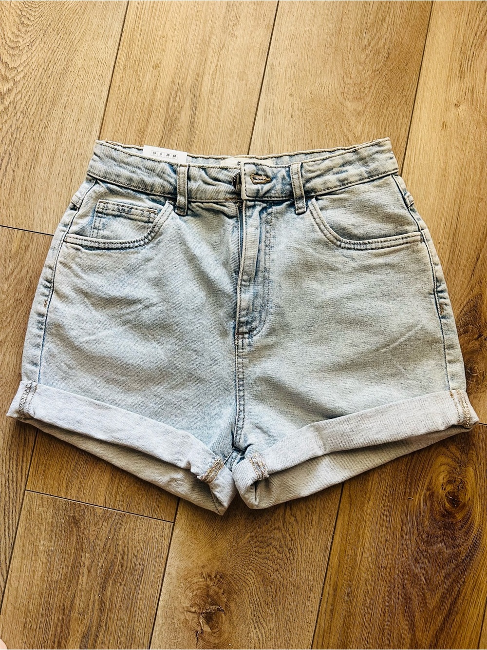 Cotton On Light Blue High-Rise Rolled Hem Denim Shorts